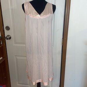 Vintage Vanity Fair Night Gown Sz L 1960’s Pink Sheer Lingerie Sleepwear retro